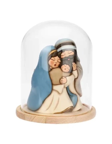 THUN Sacra Famiglia in ceramica con campana in vetro e legno
