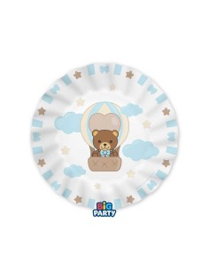 Big Party 6 piattini teddy end friends celesti diametro 20 cm
