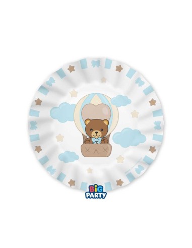 Big Party 6 piattini teddy end friends celesti diametro 20 cm