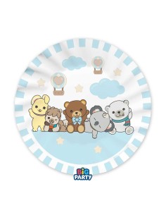 Big Party 6 piattini teddy end friends celesti 6 pezzi 25 cm diametro