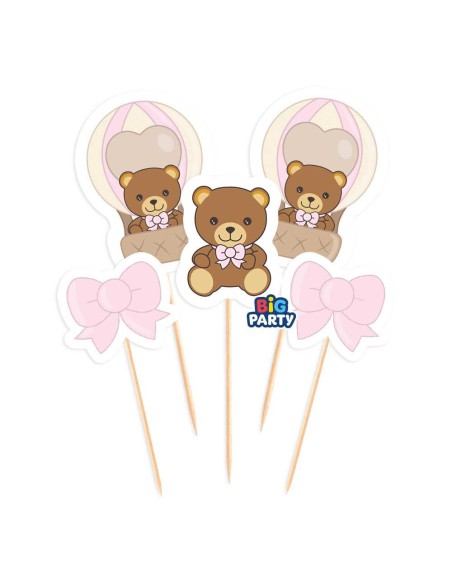 Big Party 5 mini cake topper teddy friends rosa