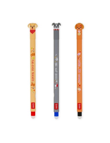 Legami  Set 3 penna cancellabili cagnolini