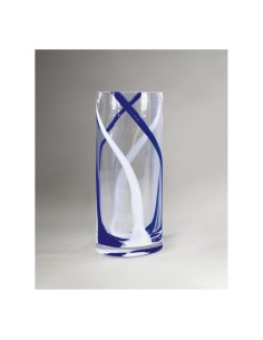 Brandani - Vaso dorico intreccio blu vetro