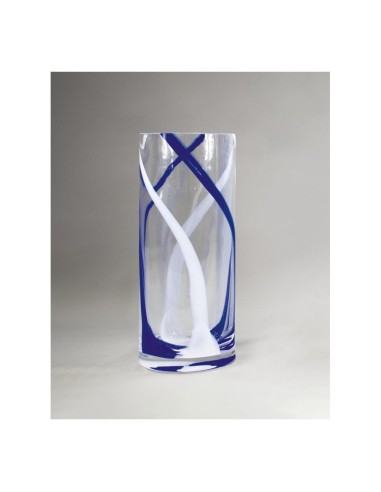 Brandani - Vaso dorico intreccio blu vetro