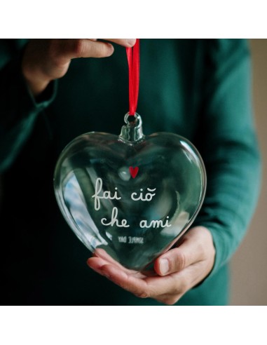 Simple Day Pallina cuore in vetro borosilicato Fai ciò che ami - 15 cm