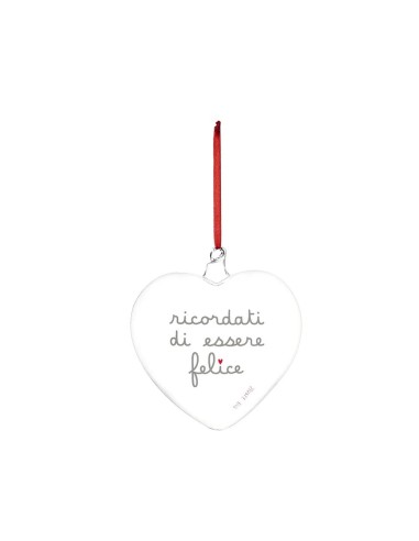 Simple Day Pallina cuore in vetro borosilicato Ricordati di essere felice - 15 cm