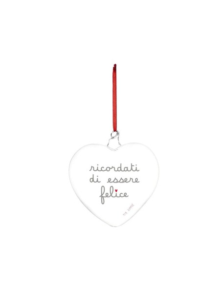 Simple Day Pallina cuore in vetro borosilicato Ricordati di essere felice - 15 cm