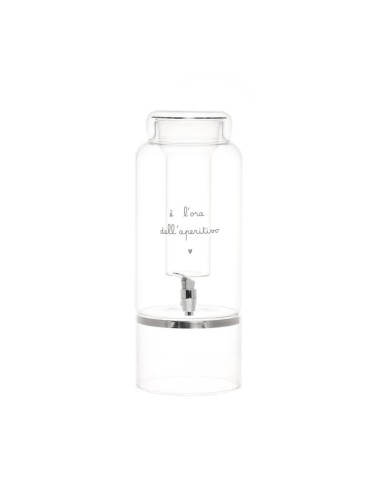 Simple Day Dispencer per bevande in vetro borosilicato decoro E' l'ora dell'aperitivo