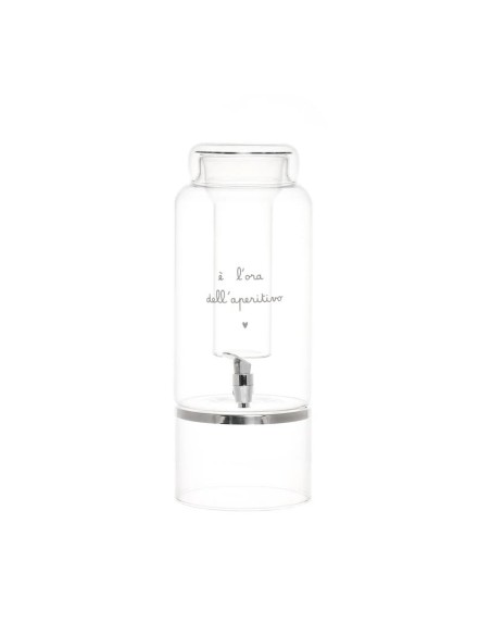 Simple Day Dispencer per bevande in vetro borosilicato decoro E' l'ora dell'aperitivo