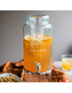 Simple Day Dispencer per bevande in vetro borosilicato decoro La felicità è stare insieme