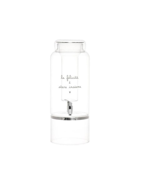Simple Day Dispencer per bevande in vetro borosilicato decoro La felicità è stare insieme