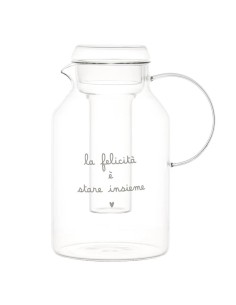 Simple Day Caraffa in vetro con portaghiaccio, decoro La felicità è stare insieme 2