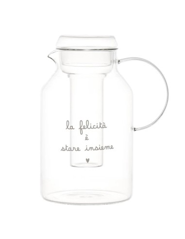Simple Day Caraffa in vetro con portaghiaccio, decoro La felicità è stare insieme