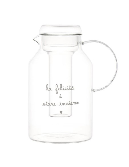 Simple Day Caraffa in vetro con portaghiaccio, decoro La felicità è stare insieme