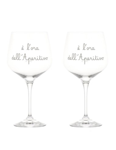 Simple Day Set 2 calici cocktail decoro E' l'ora dell'aperitivo