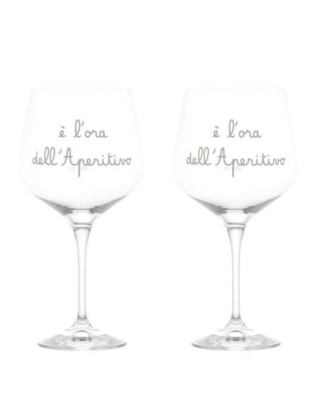 Simple Day Set 2 calici cocktail decoro E' l'ora dell'aperitivo