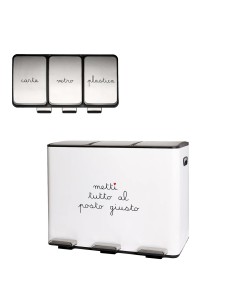 Simple Day Pattumiera 3x15 L  con scritta Metti tutto al posto giusto