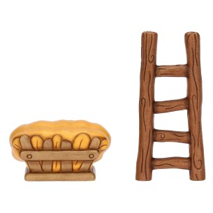 Thun Set scala e mangiatoia in ceramica Presepe Classico