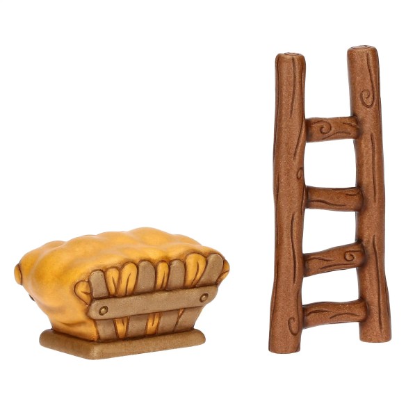 Thun Set scala e mangiatoia in ceramica Presepe Classico