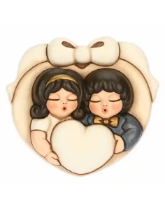 Thun - Formella coppia di sposini con cuore in ceramica