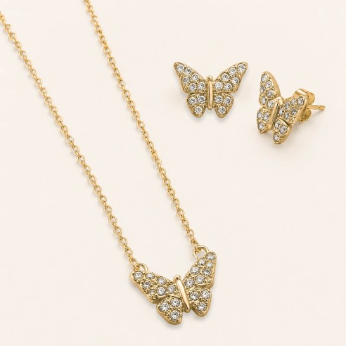 Collana e orecchini Butterfly in acciaio- Niah Jewels