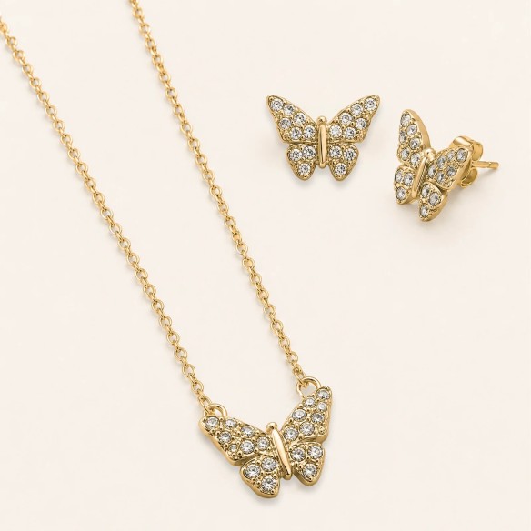 Collana e orecchini Butterfly in acciaio- Niah Jewels