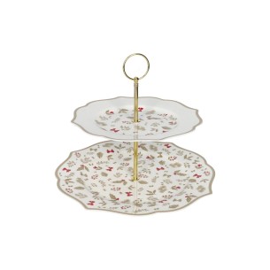 Brandani | Alzata Treschic New Bone China con asta oro metal