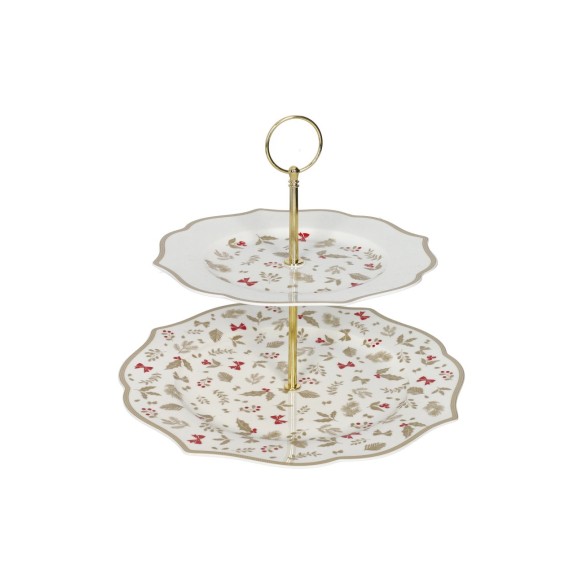 Brandani | Alzata Treschic New Bone China con asta oro metal
