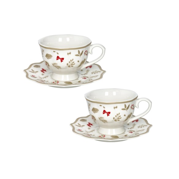 Brandani - Set 2 Tazze da Tè con Piattino Treschi