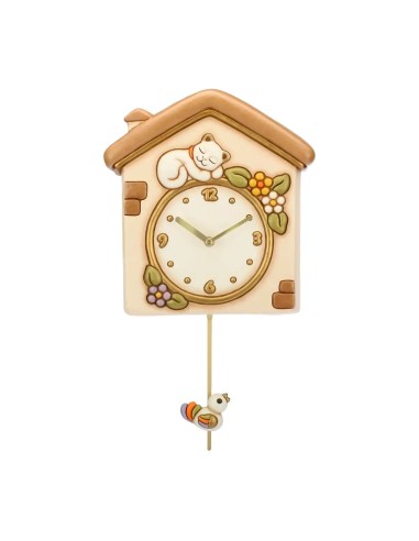 Thun - Orologio a pendolo con gatto e uccellino