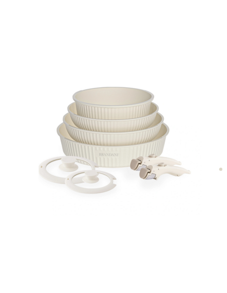 Brandani - Smart set 8 pz padelle, coperchi e manici alluminio/vetro temprato/ silicone
