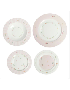 Brandani - Set 18 pezzi Piatti "Polline" Rosa