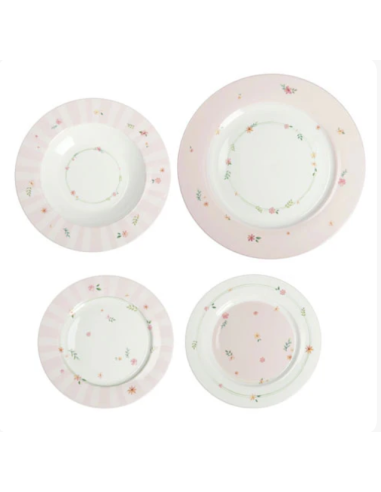 Brandani - Set 18 pezzi Piatti "Polline" Rosa