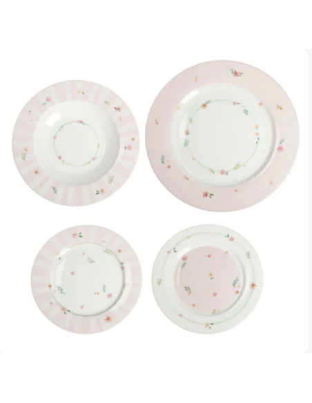 Brandani - Set 18 pezzi Piatti "Polline" Rosa