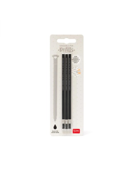 Legami - Set di 3 refill per penna gel cancellabile - inchiostro nero