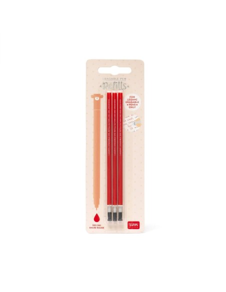 Legami - Set di 3 refill per penna gel cancellabile - inchiostro rossa