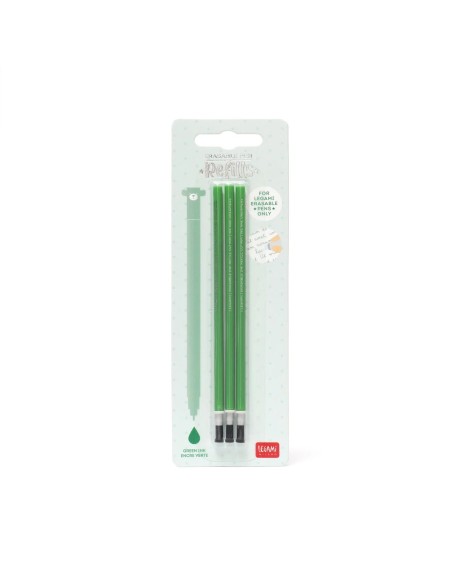 Legami - Set di 3 refill per penna gel cancellabile - inchiostro verde